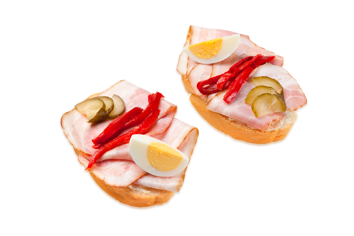 Chlebíček se slaninou a vejcem na čes.pom.